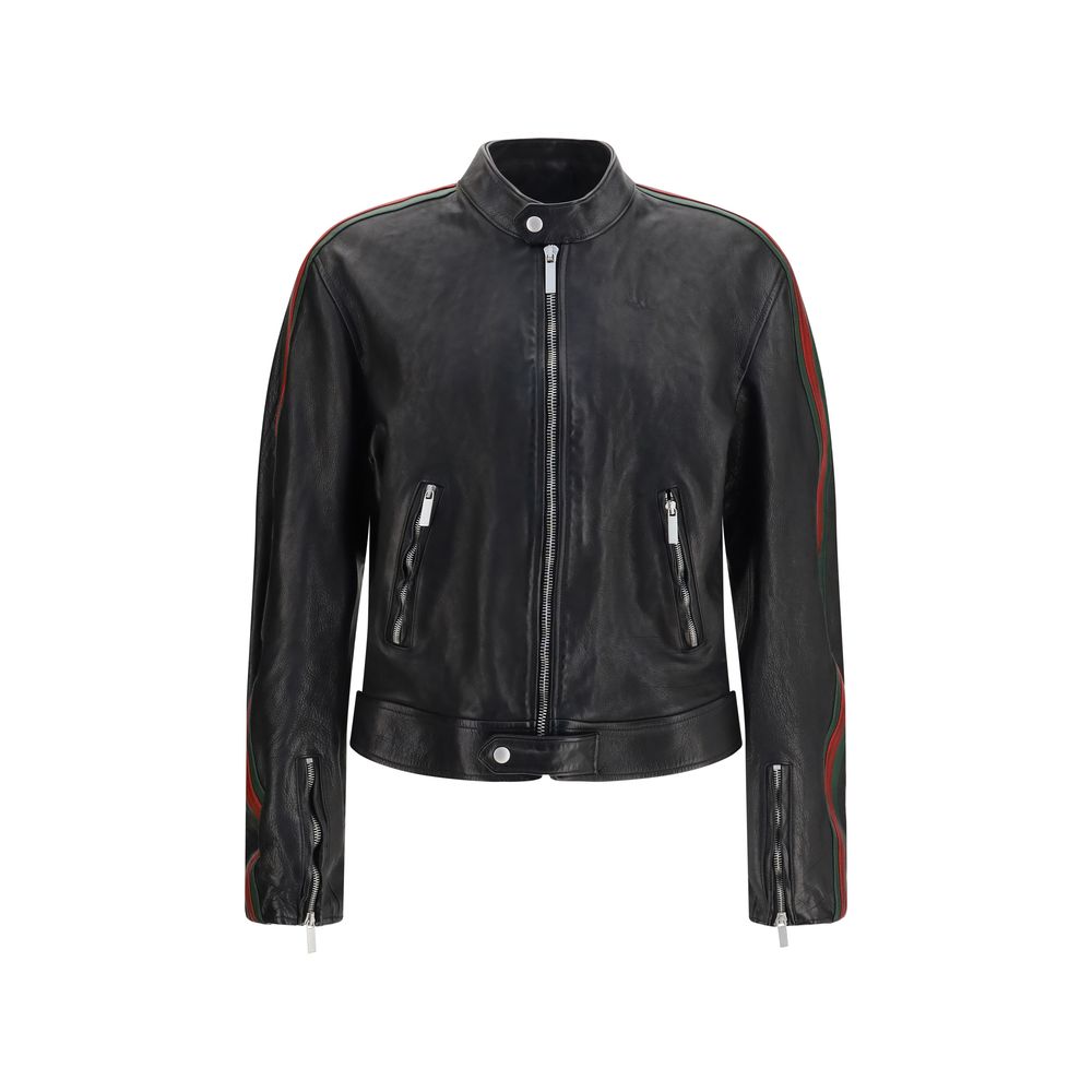 Gucci Black Buffalo Leather Bomber