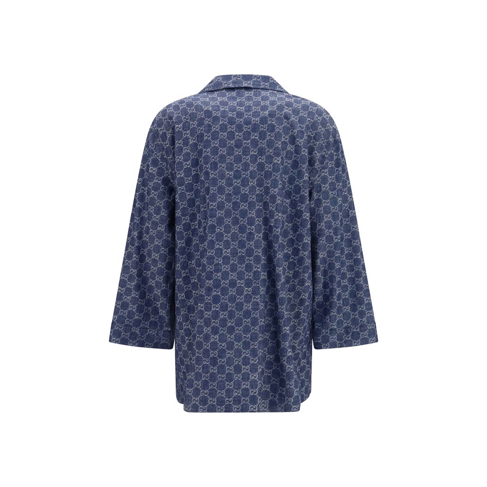 Gucci Blue Cotton Full-Length Jacket