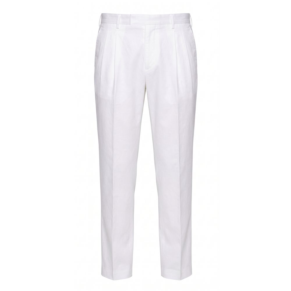 Malo White Cotton Men Pant
