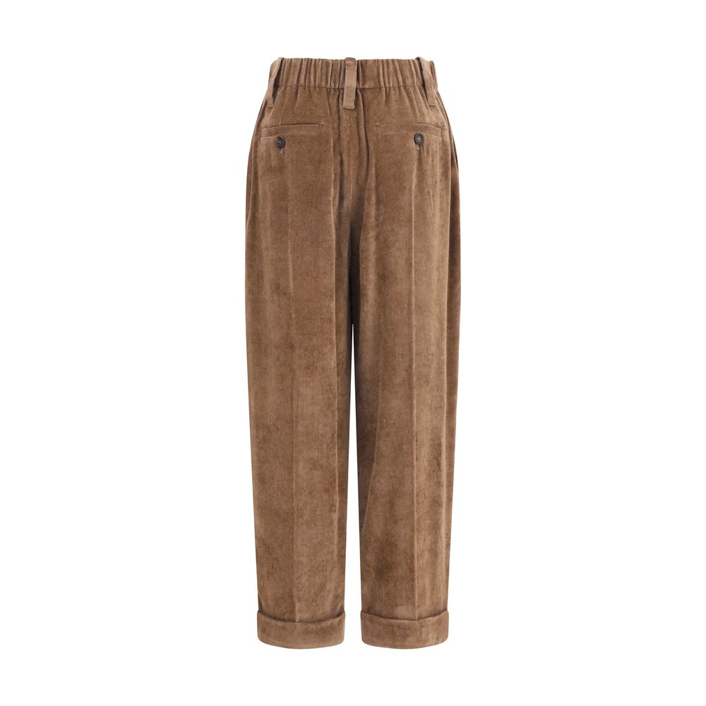 Brunello Cucinelli Brown Viscose Casual Pants