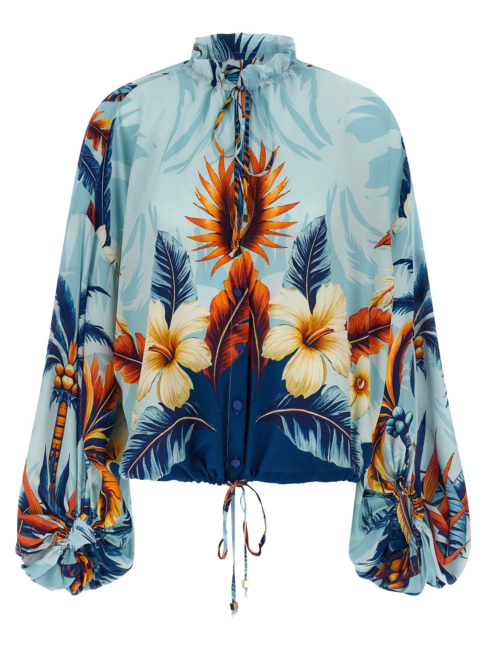 F.R.S. - FOR RESTLESS SLEEPERS Blue Silk Blouse
