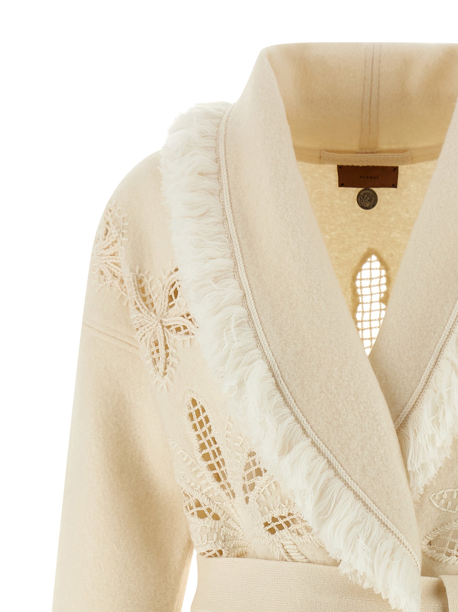 Alanui White Virgin Wool Cardigan