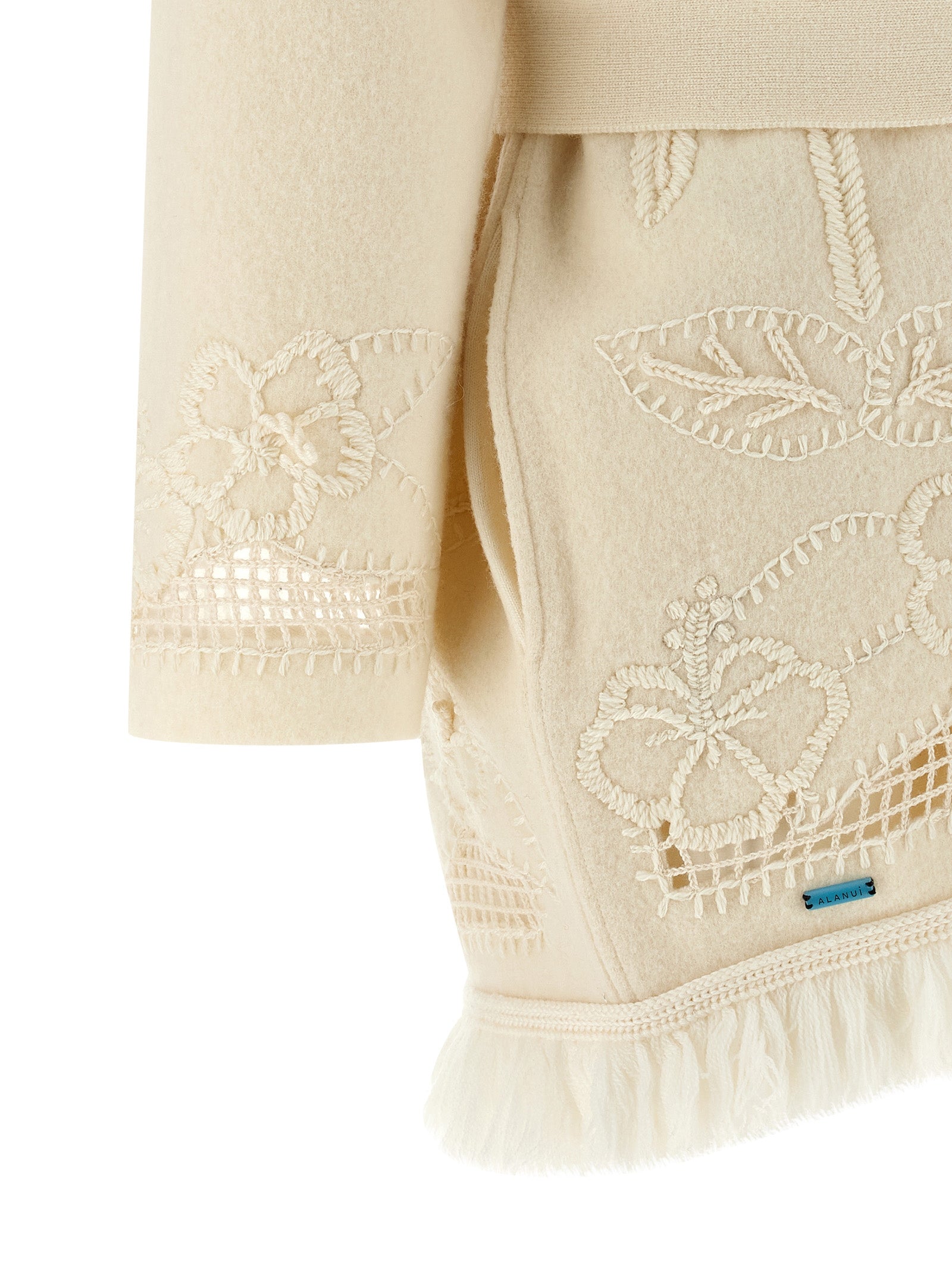 Alanui White Virgin Wool Cardigan