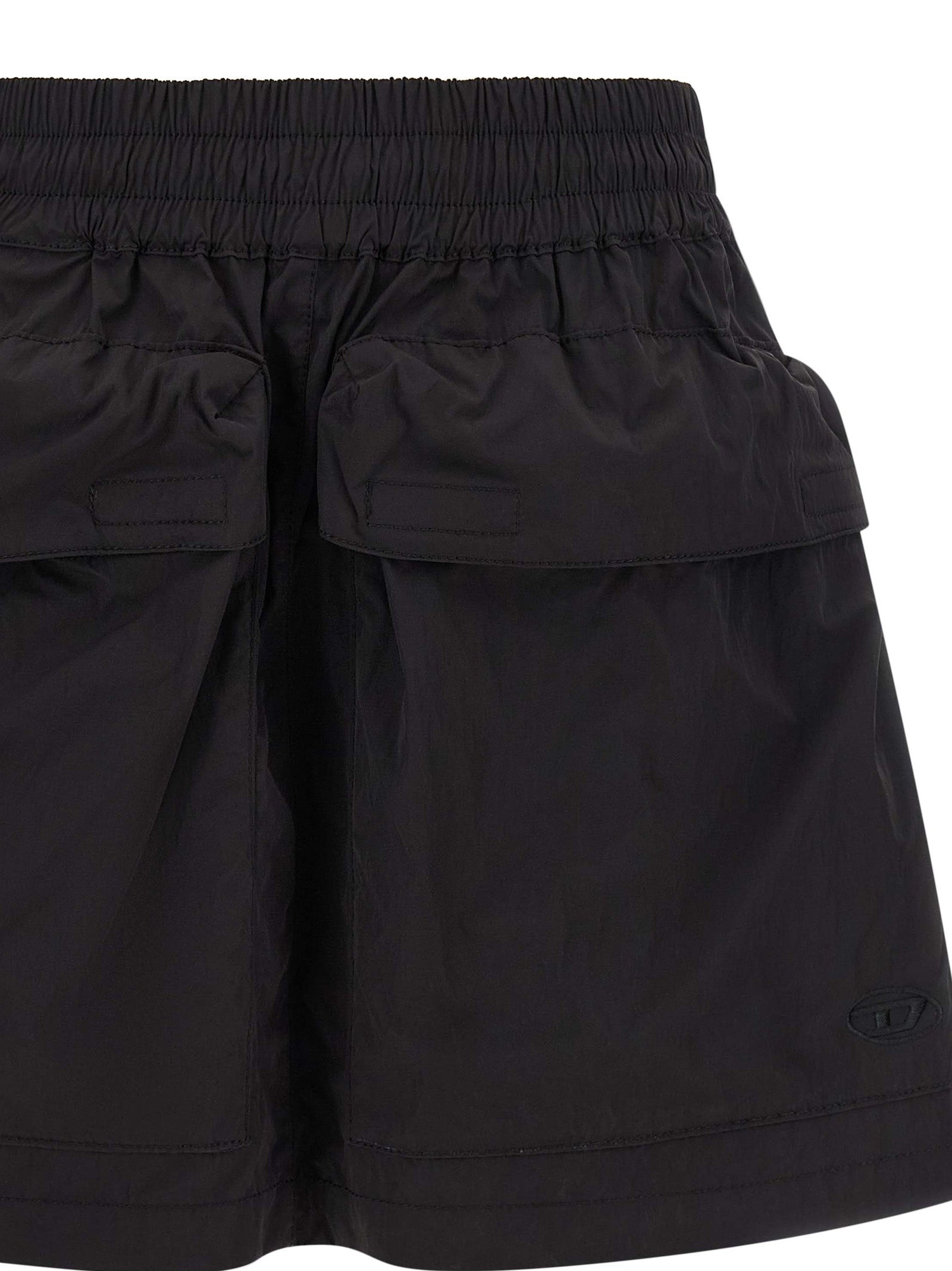 Diesel Black Polyamide Long Skirt
