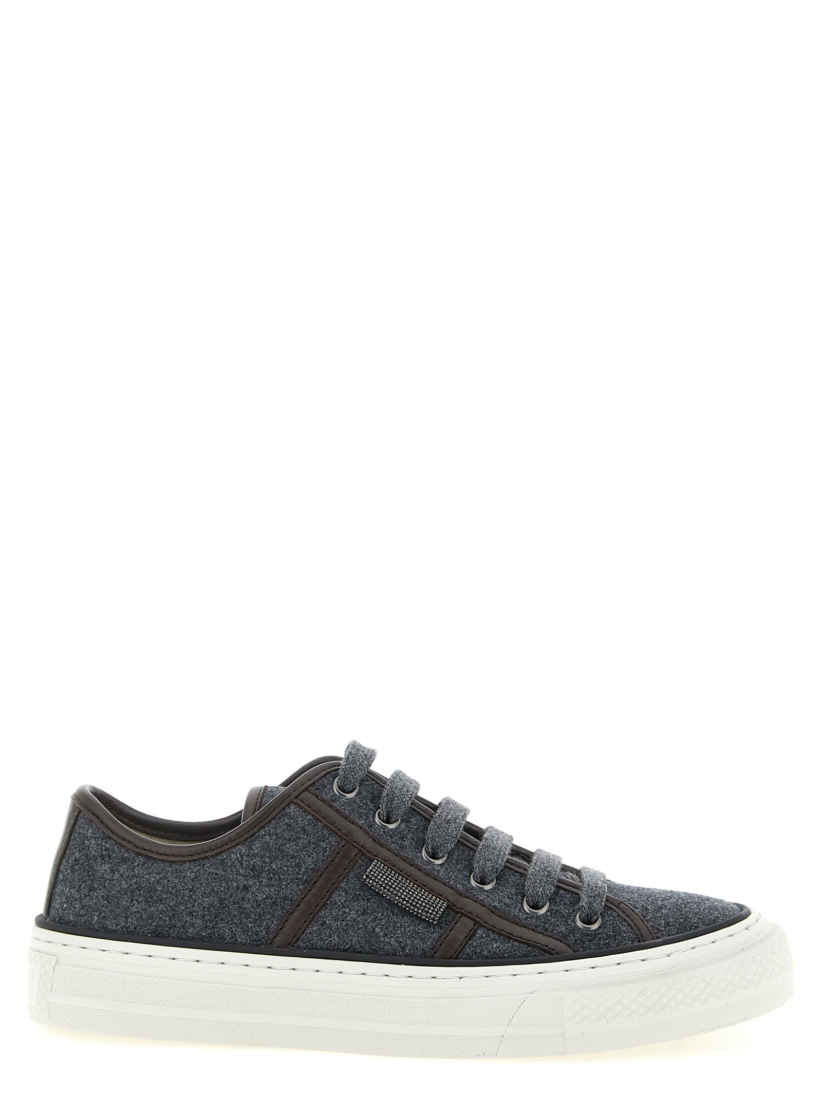 Brunello Cucinelli Gray Virgin Wool Low Top Sneakers