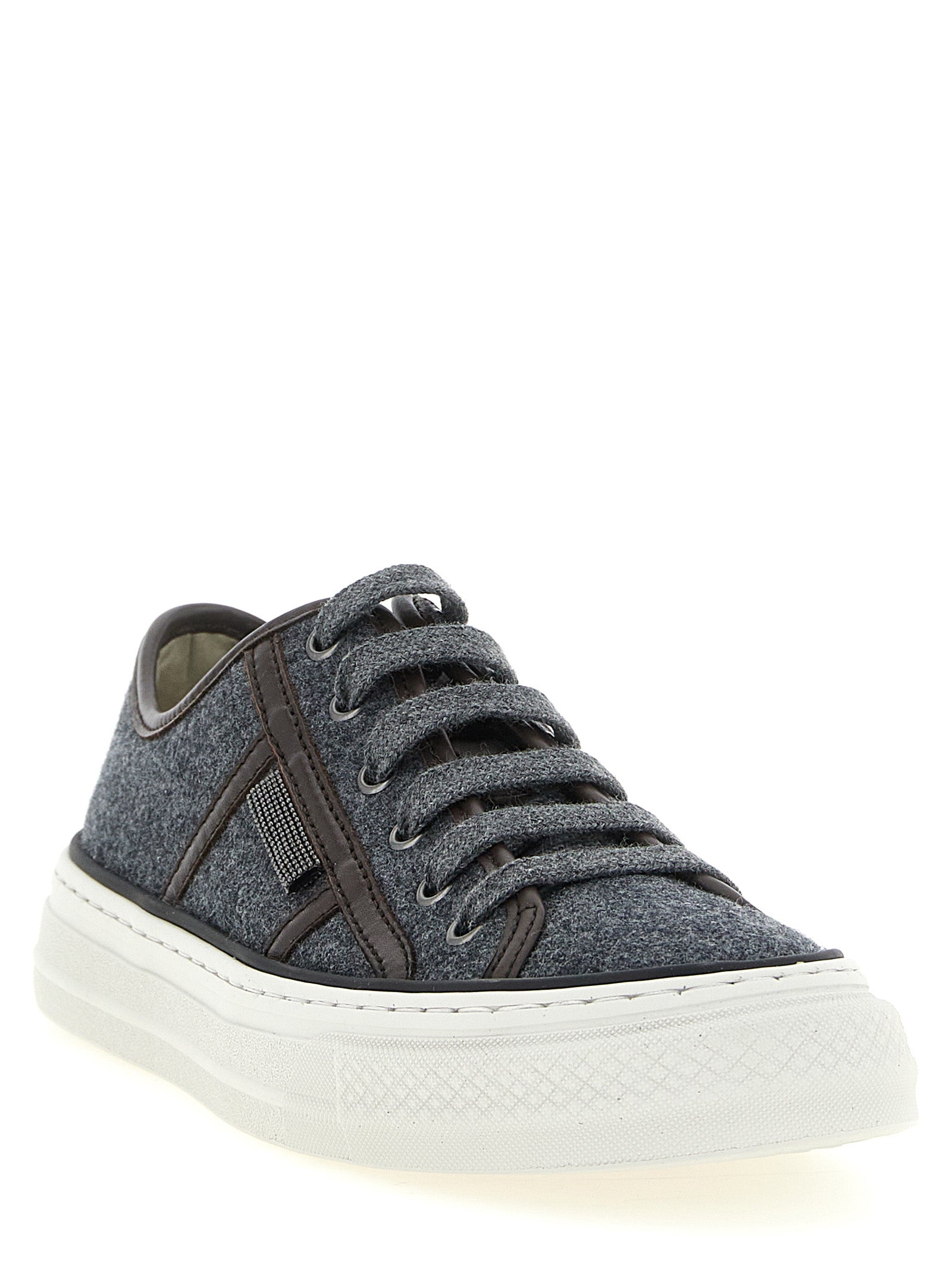 Brunello Cucinelli Gray Virgin Wool Low Top Sneakers