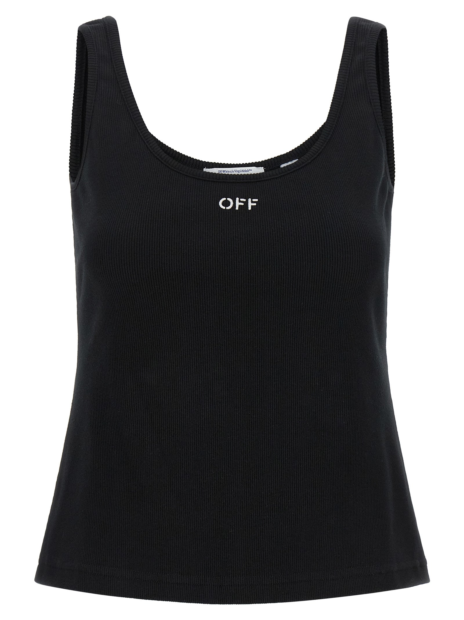 Off-White Black Cotton Tank Tops