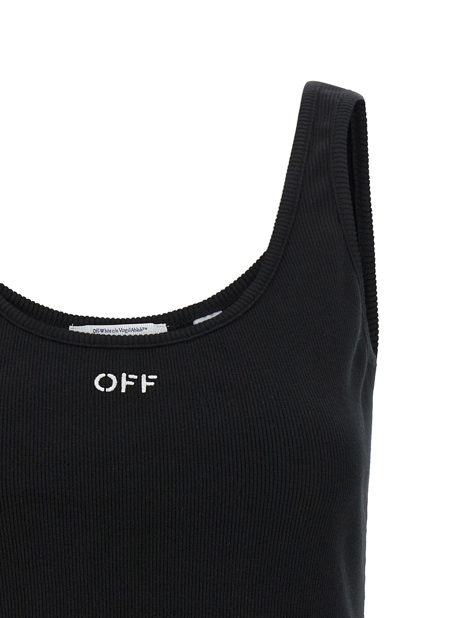Off-White Black Cotton Tank Tops