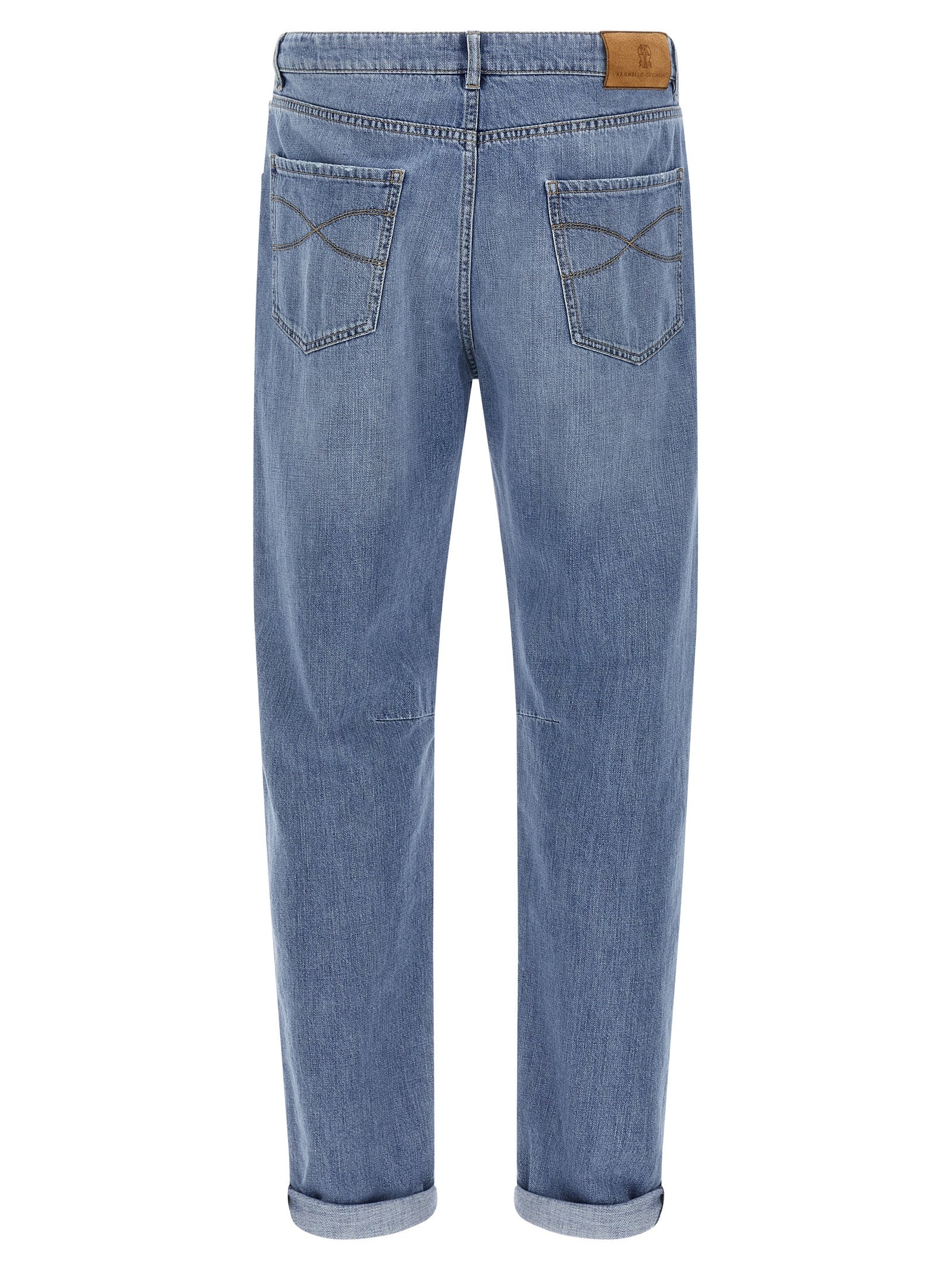 Brunello Cucinelli Blue Cotton Straight-Leg Jeans
