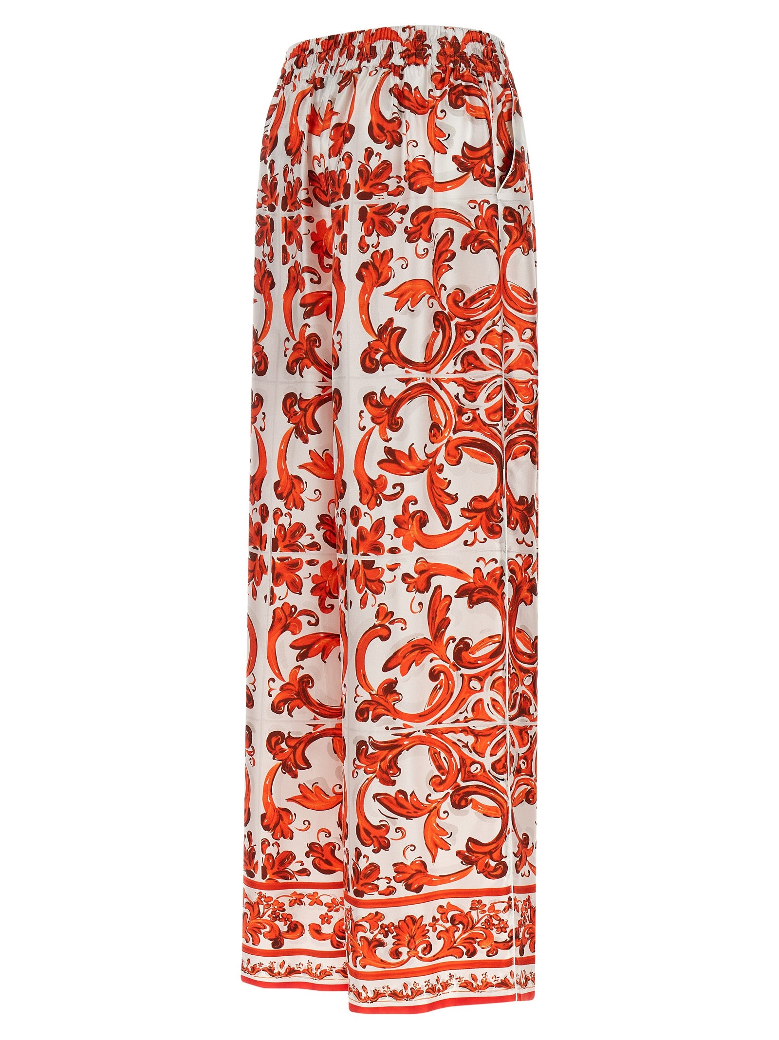 Dolce & Gabbana Orange Silk Flared Pants