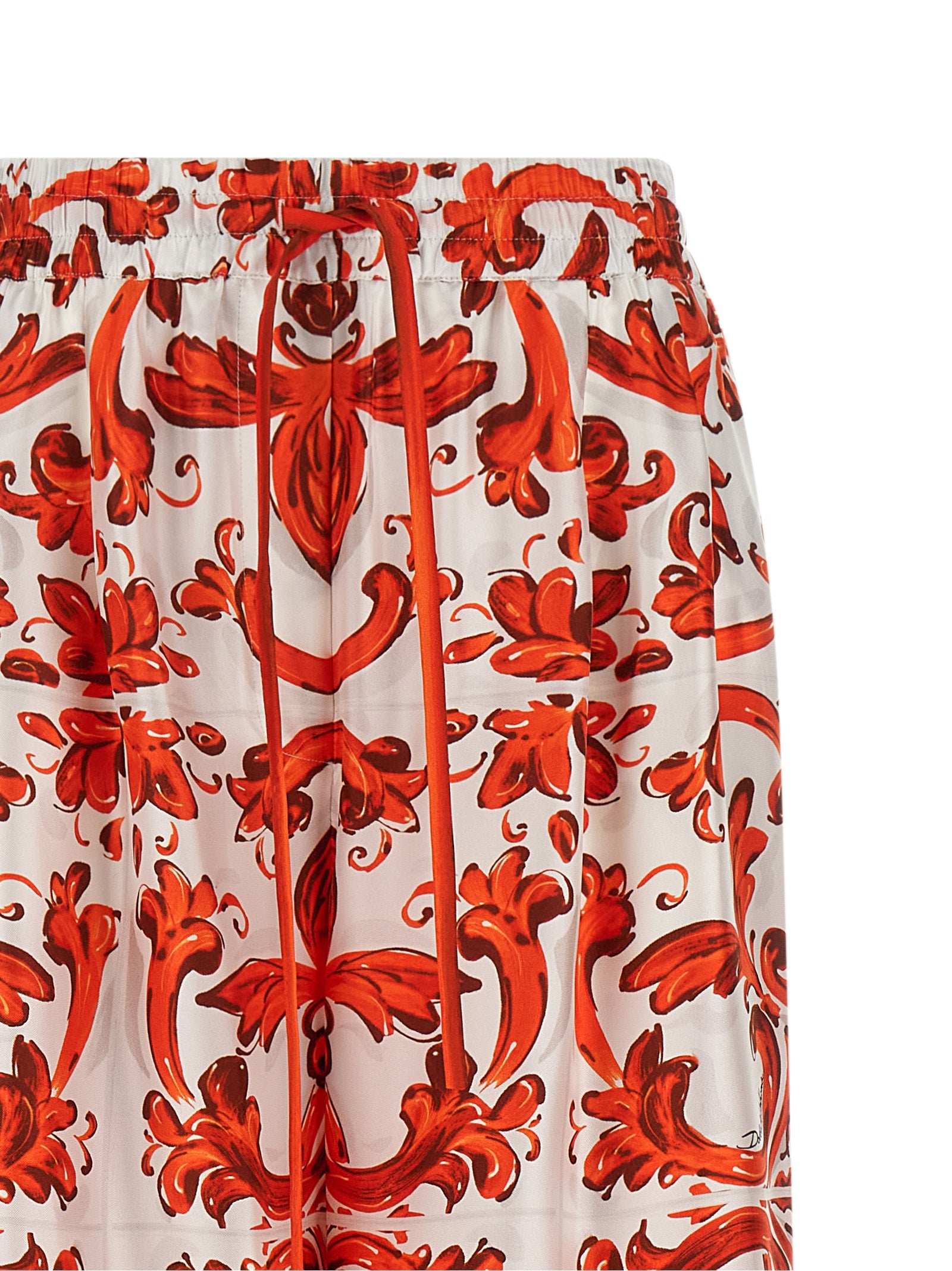 Dolce & Gabbana Orange Silk Flared Pants