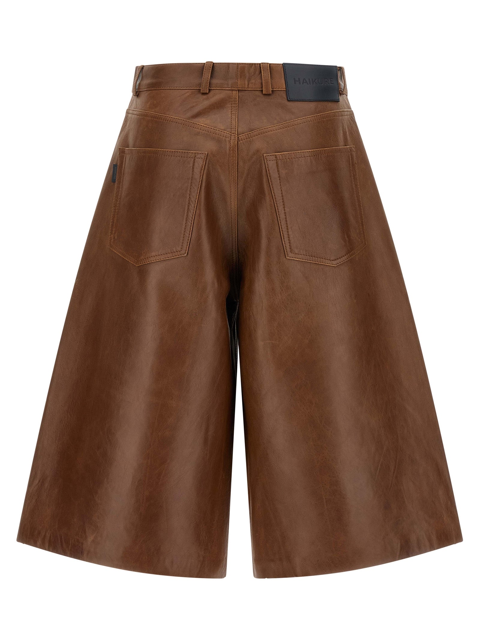 Haikure Brown Lambskin Bermuda Shorts