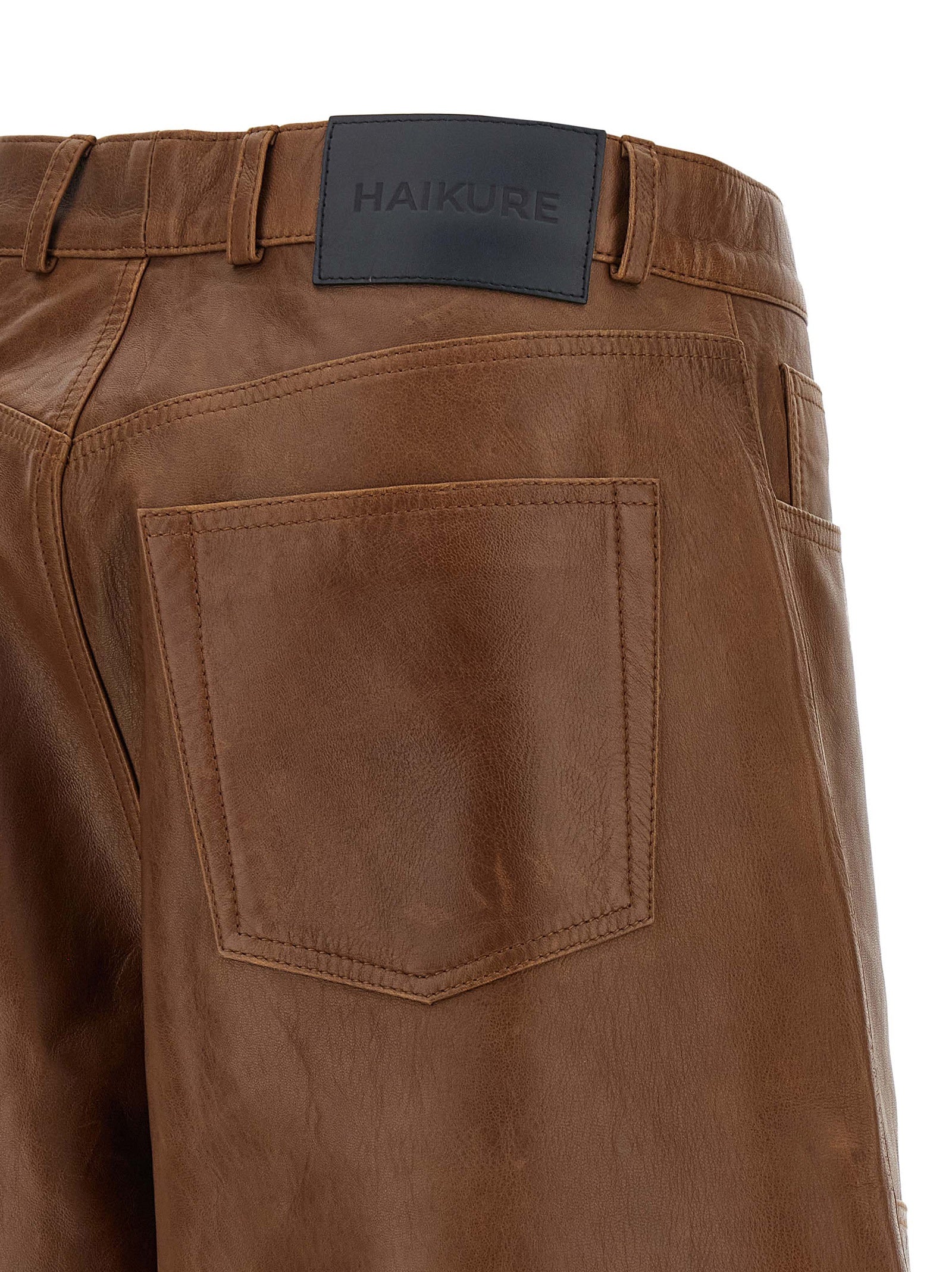 Haikure Brown Lambskin Bermuda Shorts