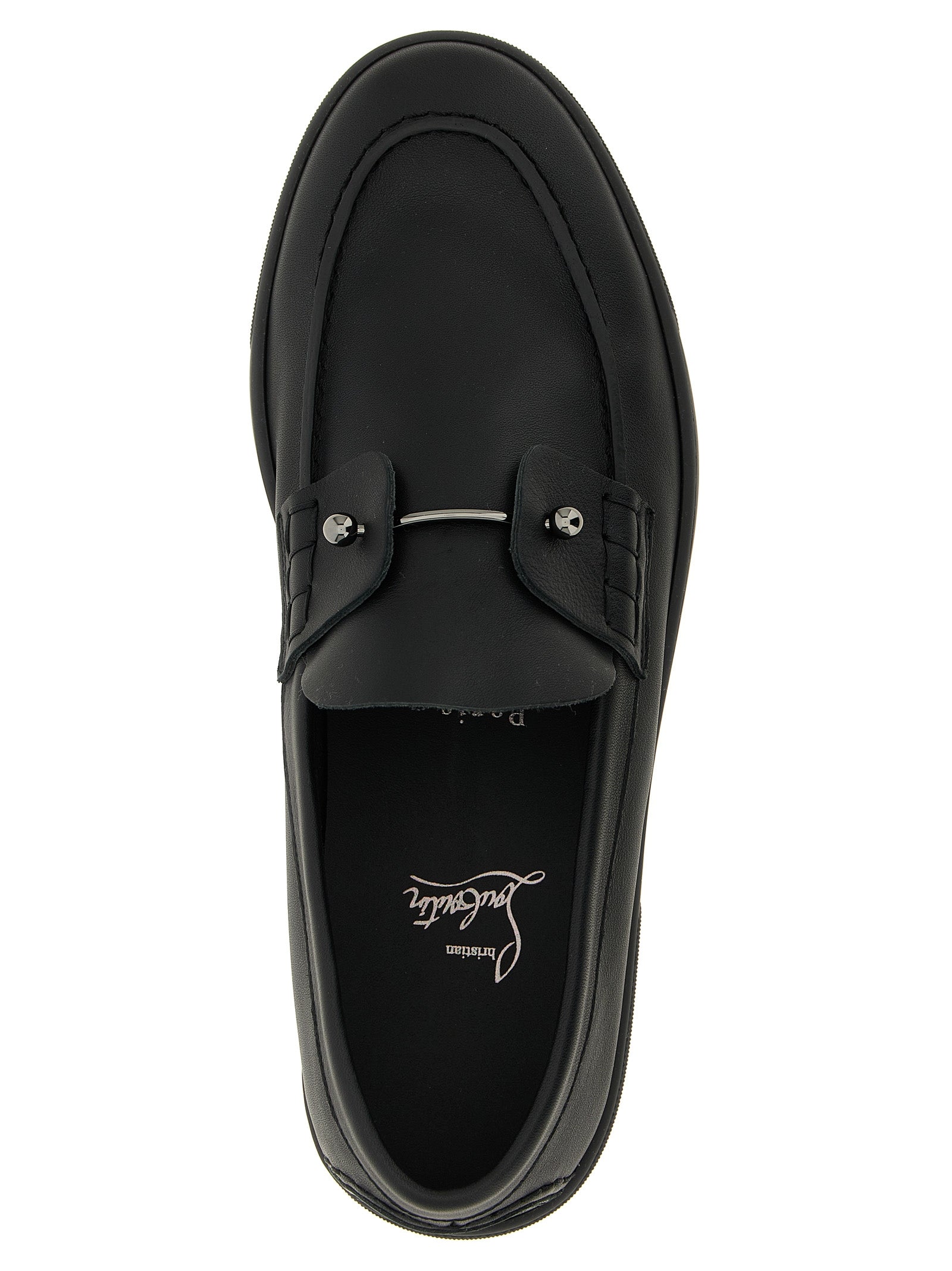 Christian Louboutin Black Calfskin Slip-On Loafers