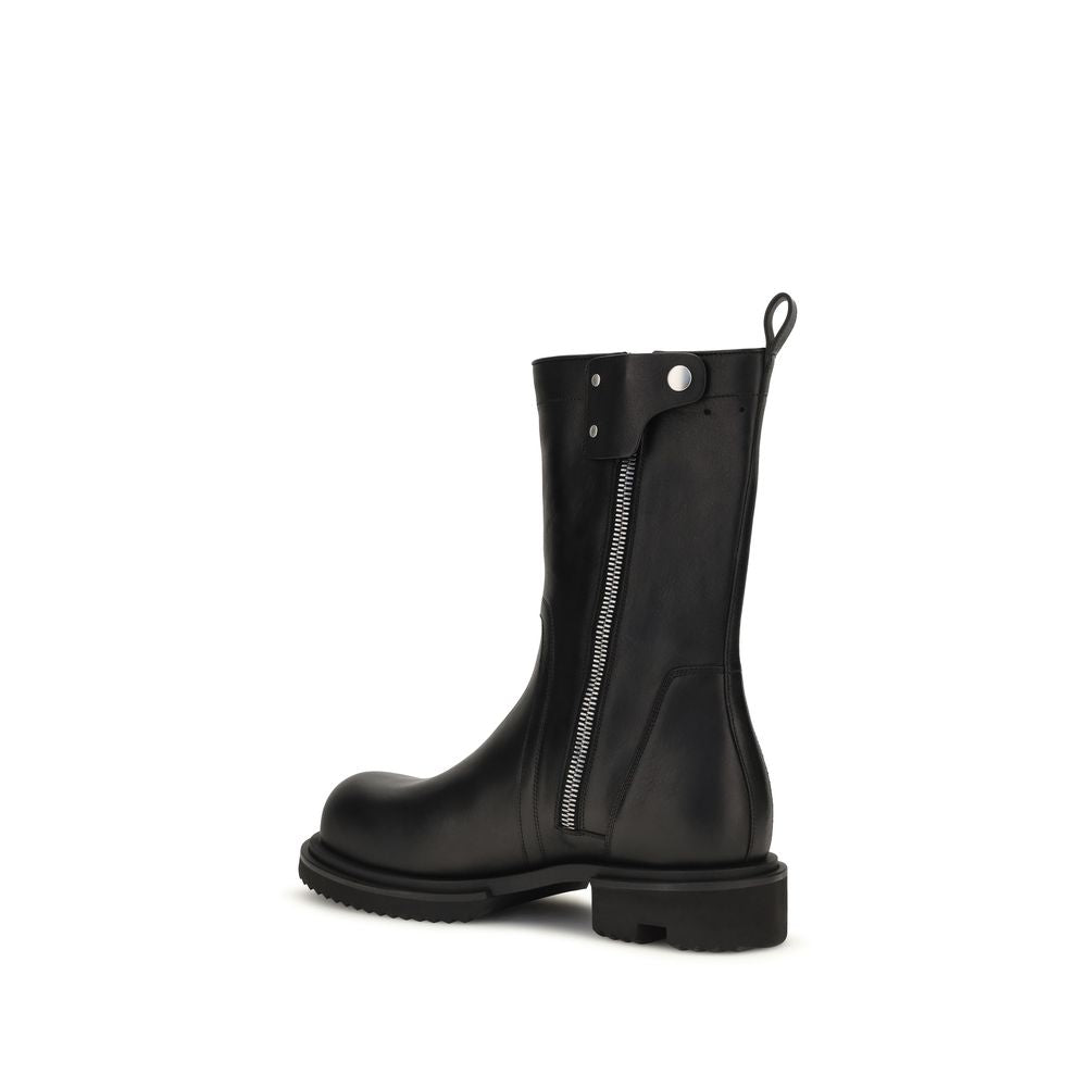 Rick Owens Black Calf Leather Bos Taurus Flat Boots