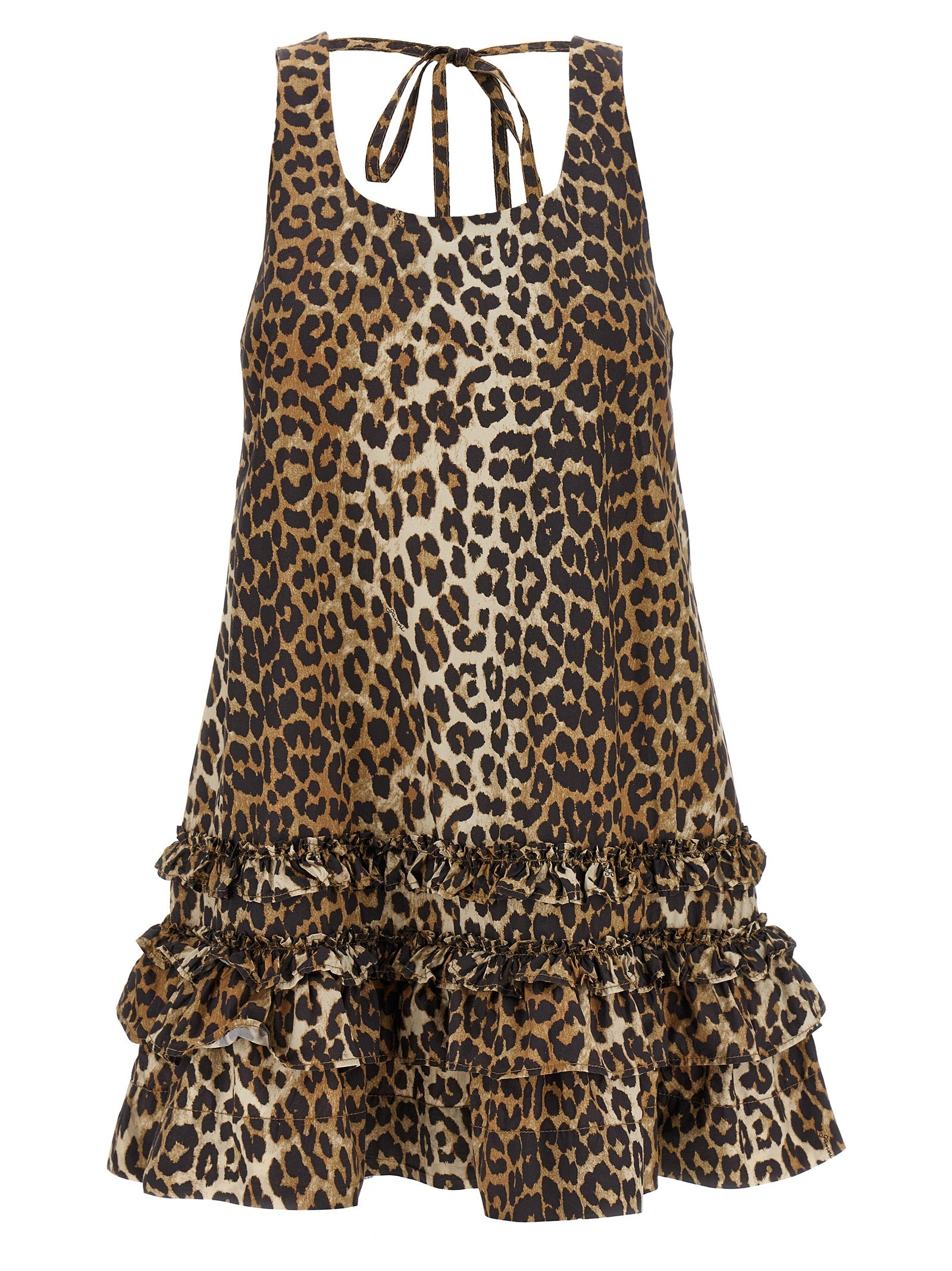 Ganni Brown Organic Cotton Short Dress