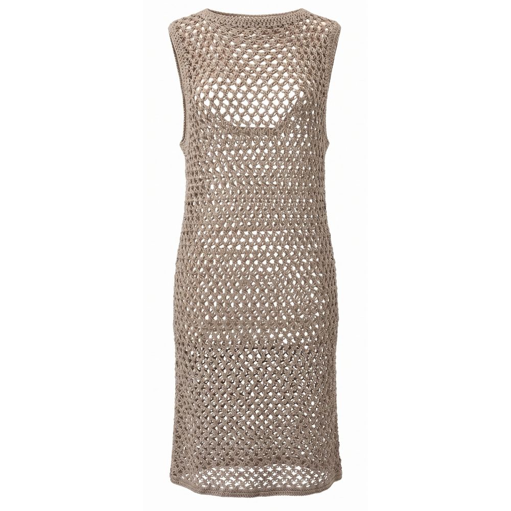Malo Beige Cotton Women Dress