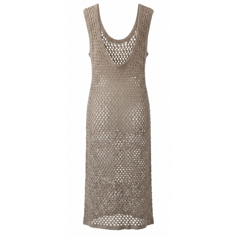 Malo Beige Cotton Women Dress