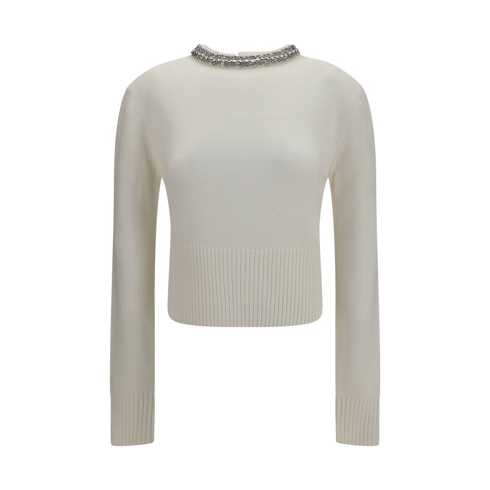 PINKO White Wool Oves Aries Sweatshirt