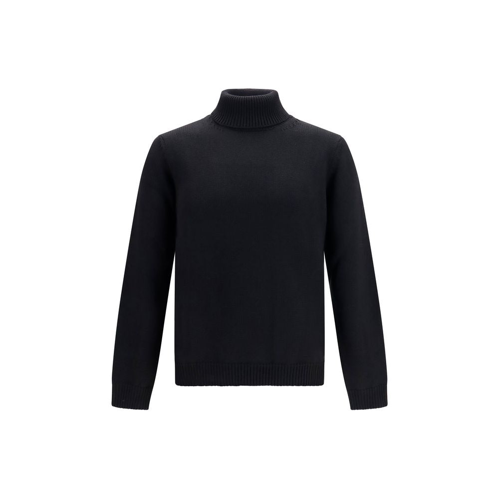 Roberto Collina Black Wool Oves Aries Turtleneck