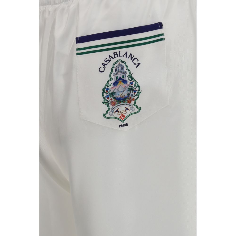 Casablanca White Silk Bermuda Shorts