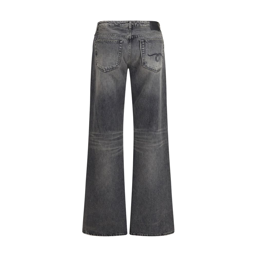 R13 Gray Cotton Straight-Leg Jeans