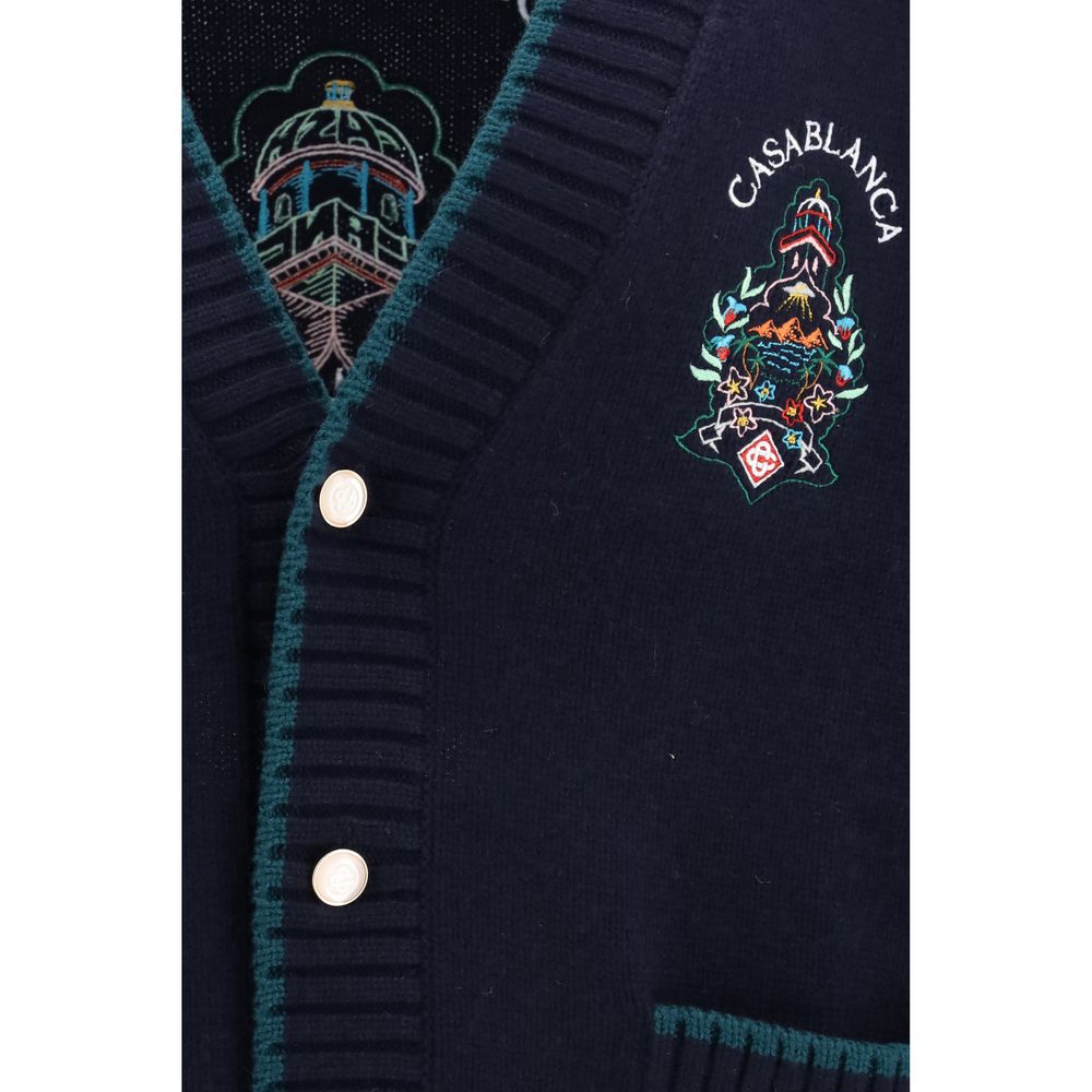Casablanca Blue Wool Oves Aries Cardigan