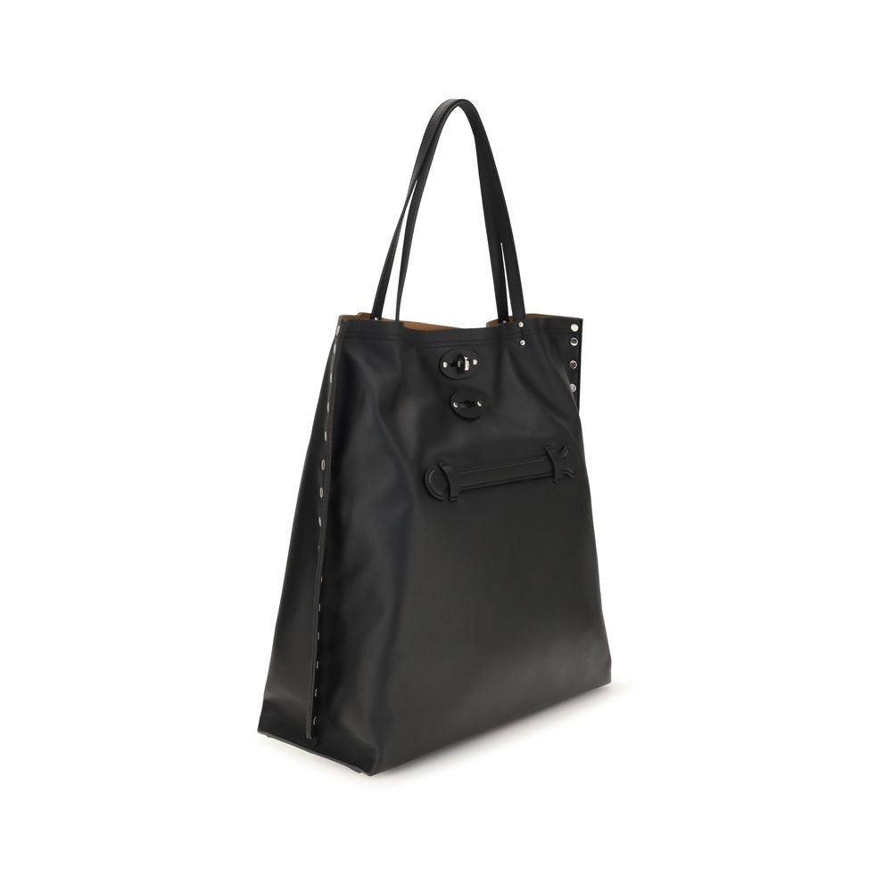 Zanellato Black Calf Leather Bos Taurus Shoulder Bag
