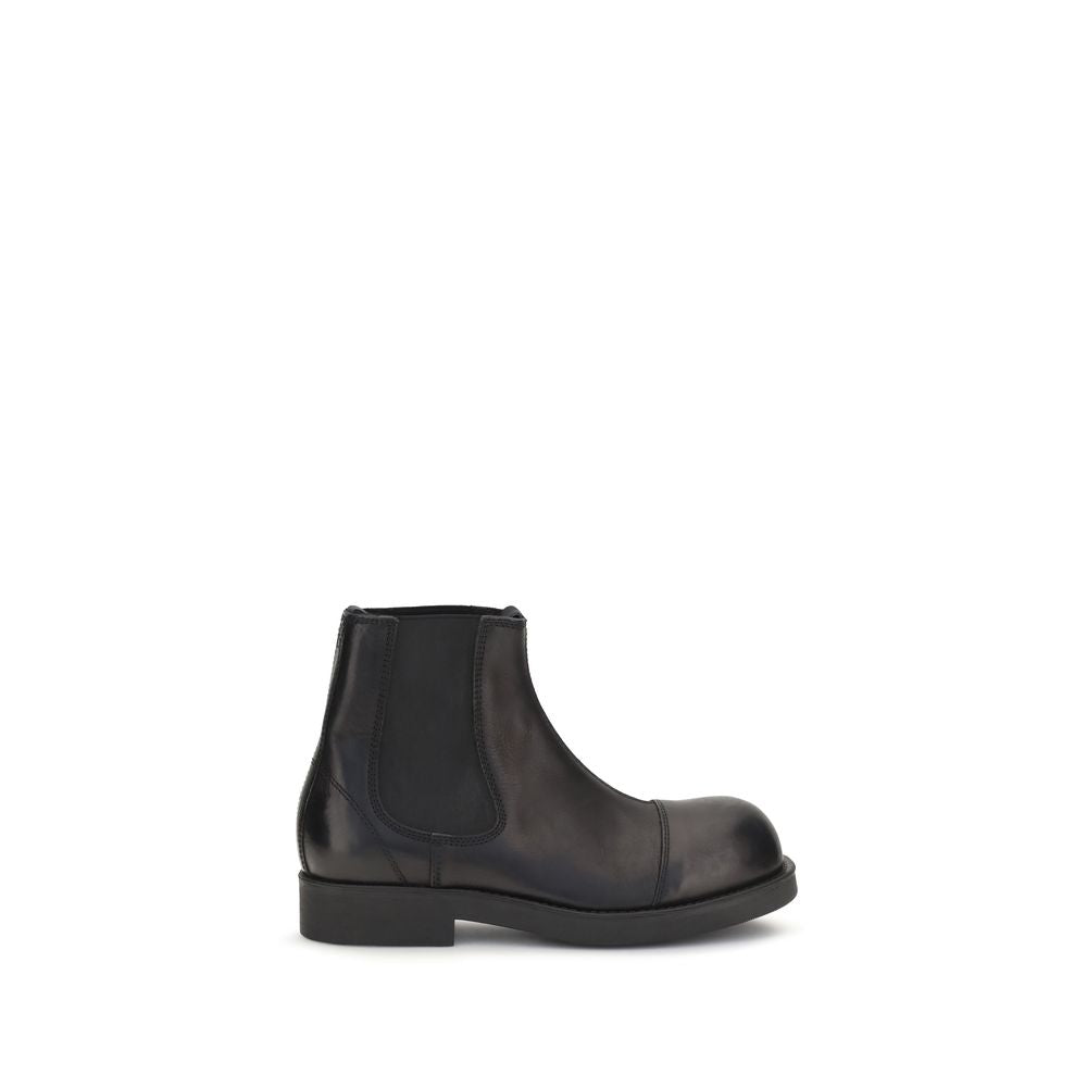 MM6 Black Calf Leather Bos Taurus Chelsea Boots