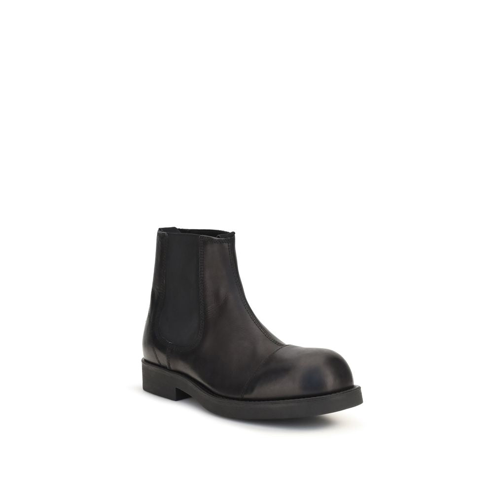 MM6 Black Calf Leather Bos Taurus Chelsea Boots