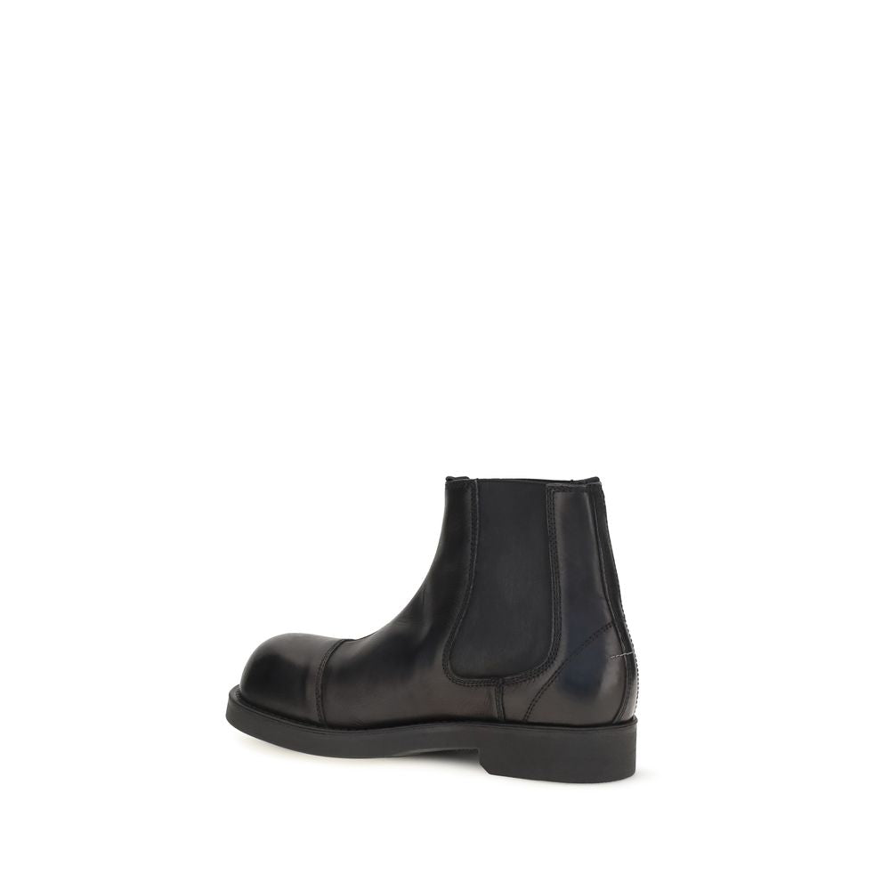 MM6 Black Calf Leather Bos Taurus Chelsea Boots