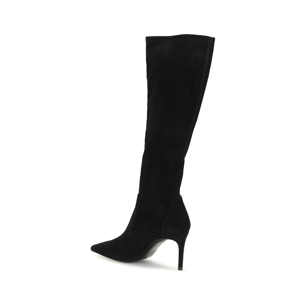 Stuart Weitzman Black Calf Leather Bos Taurus Boots