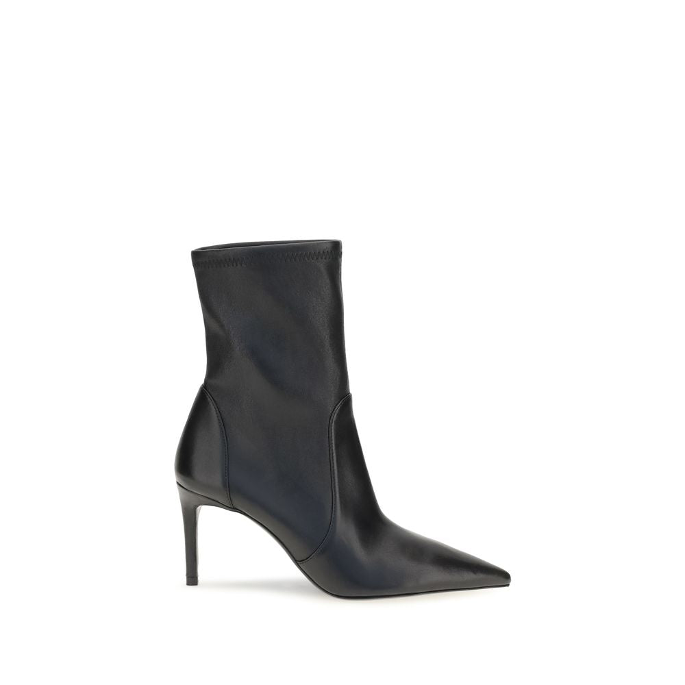 Stuart Weitzman Black Calf Leather Bos Taurus Ankle Boots