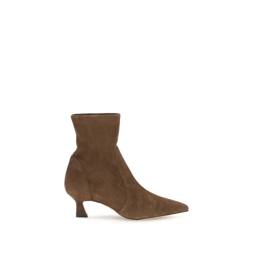 Stuart Weitzman Brown Calf Leather Bos Taurus Ankle Boots