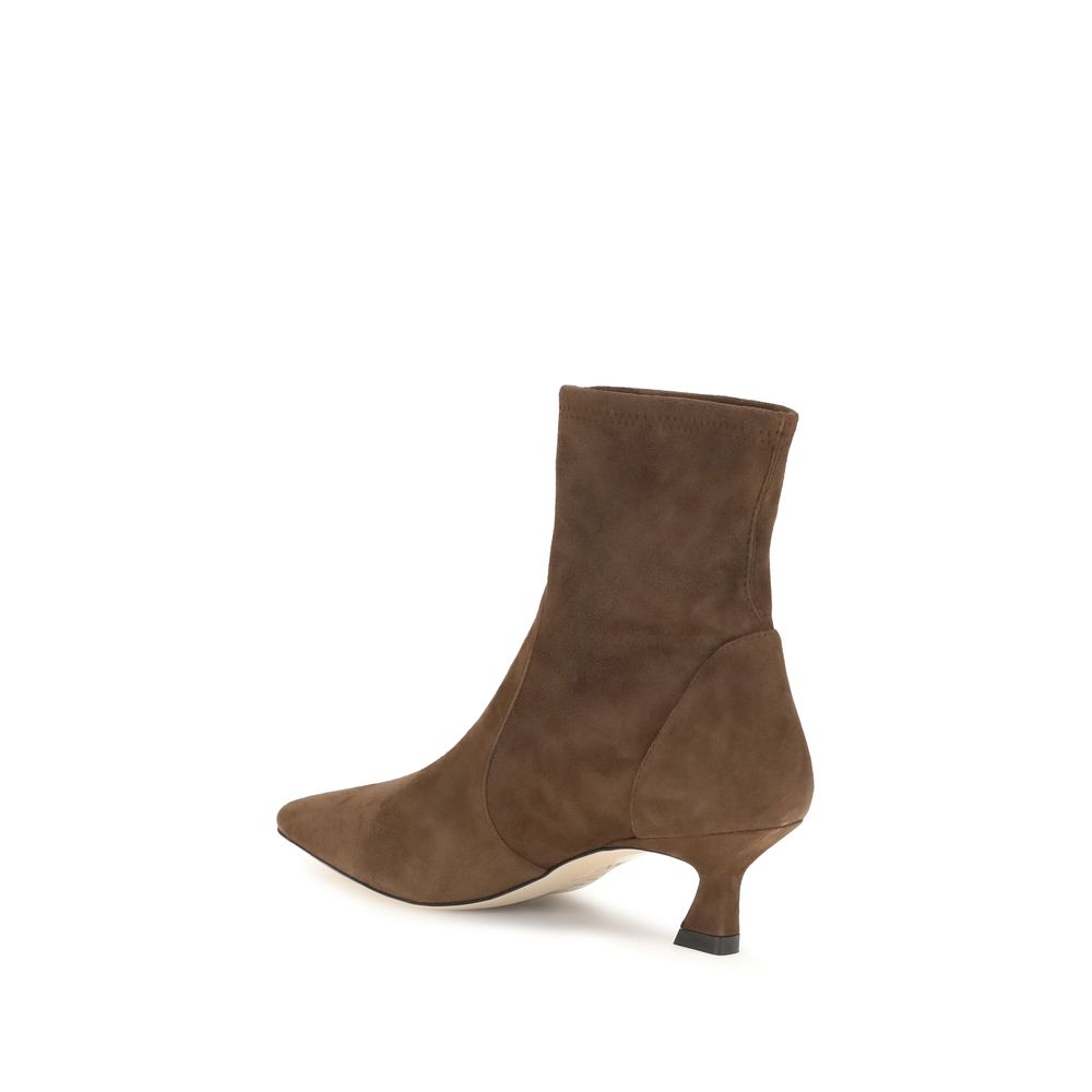 Stuart Weitzman Brown Calf Leather Bos Taurus Ankle Boots