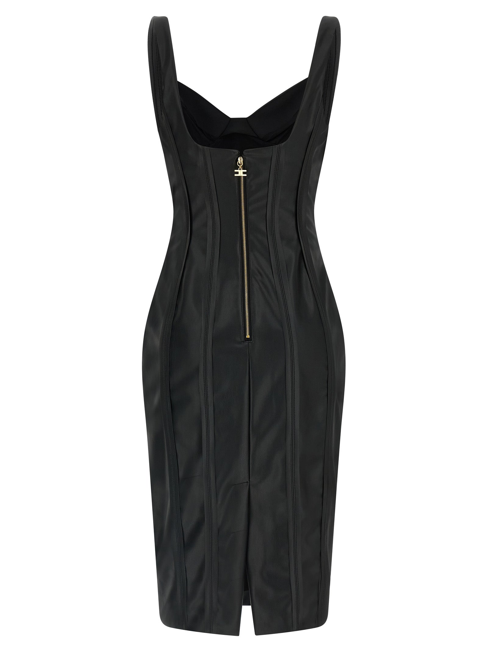 Elisabetta Franchi Black Viscose Midi Dress