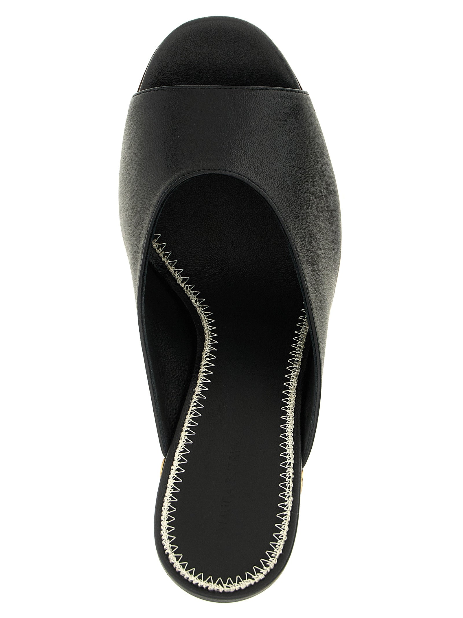 Magda Butrym Black Calfskin Wedge Sandals
