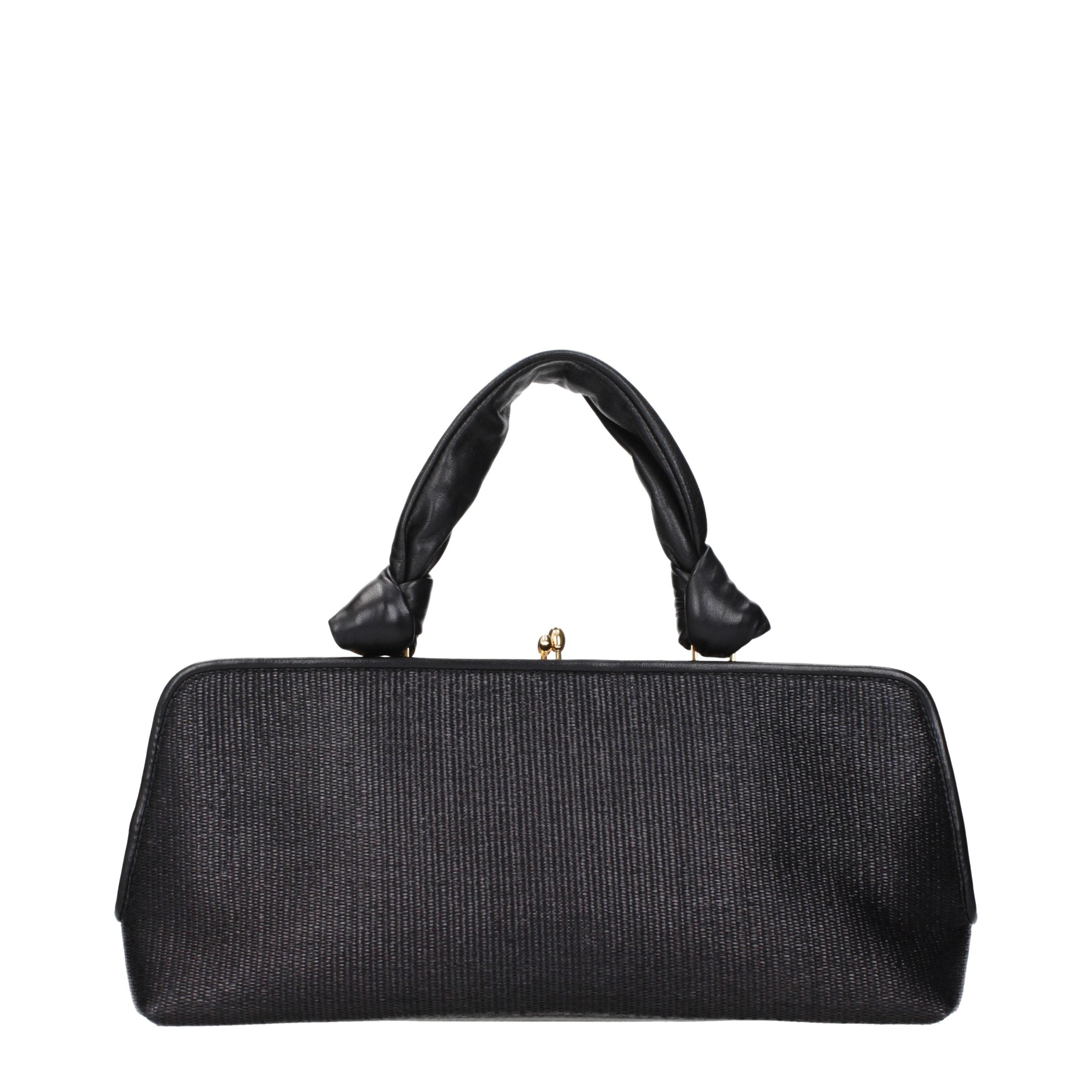 Jil Sander Black Raffia Handbag