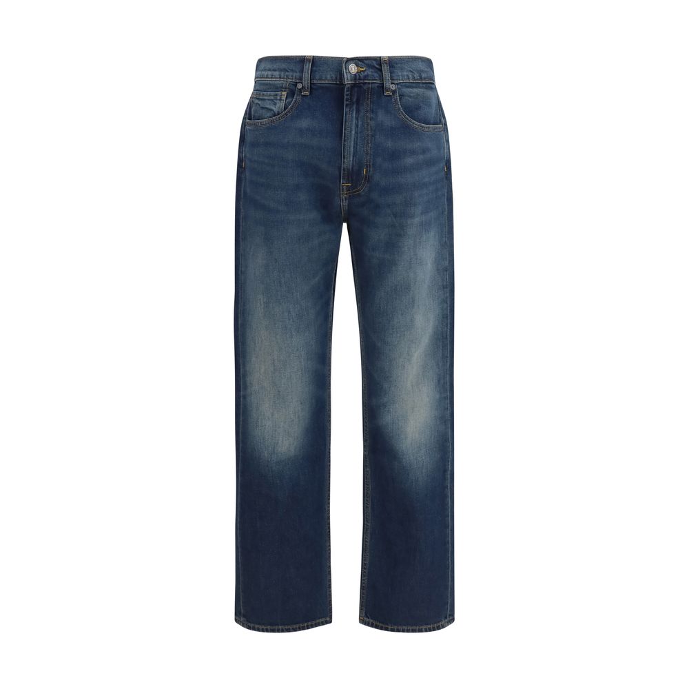 7FOR Blue Cotton Straight-Leg Jeans