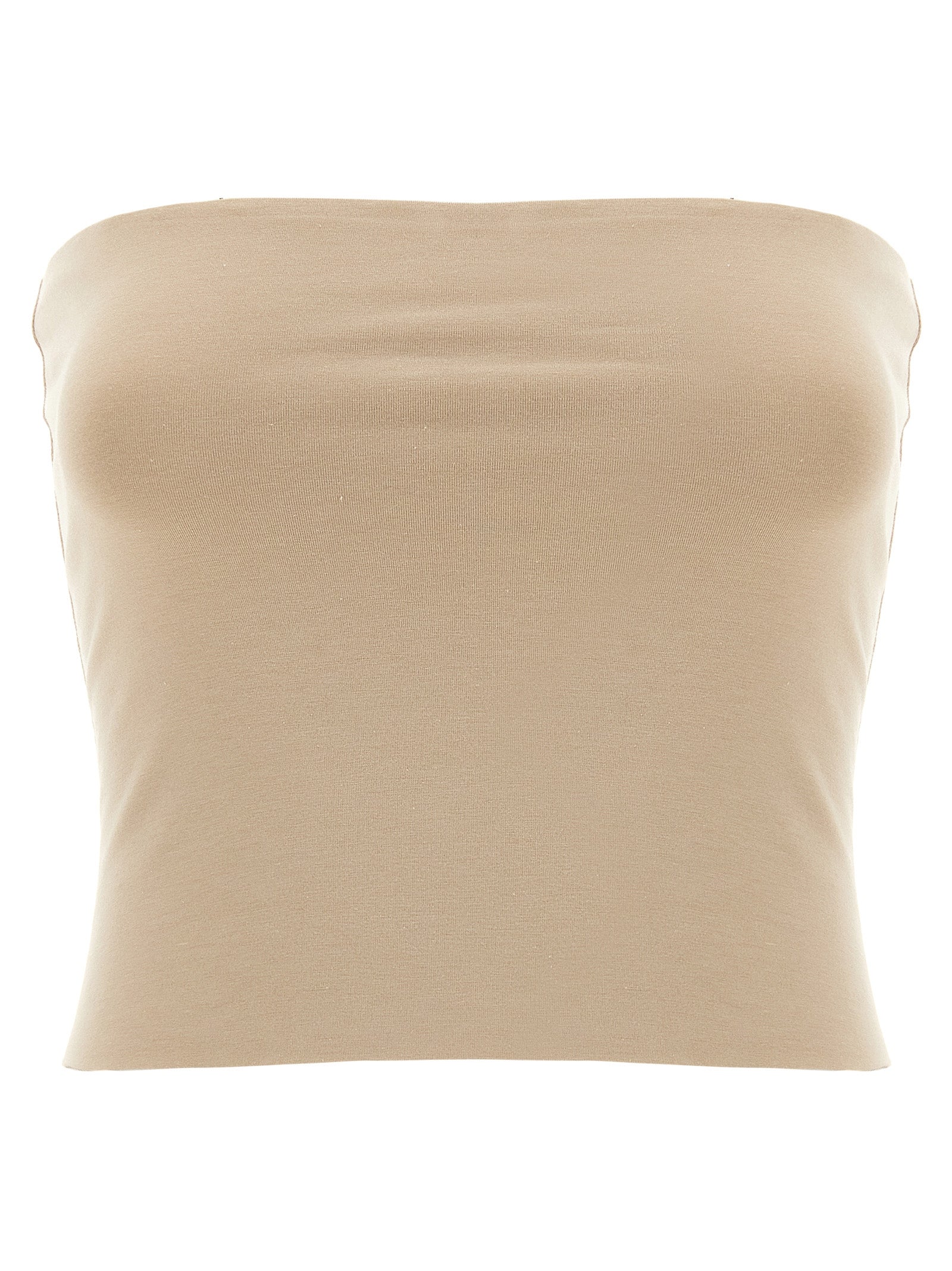 Brunello Cucinelli Beige Cotton Sleeveles T-Shirt