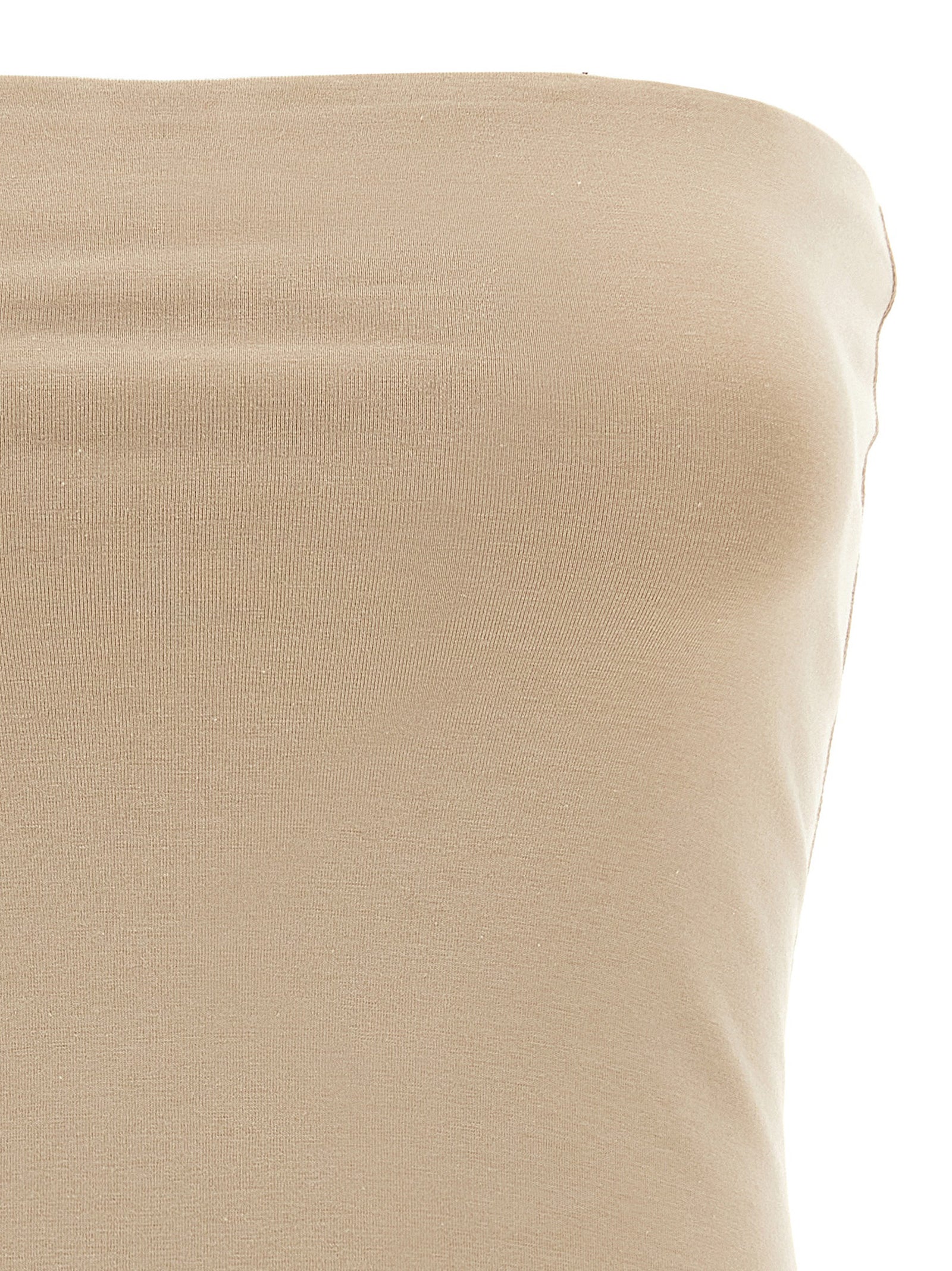 Brunello Cucinelli Beige Cotton Sleeveles T-Shirt