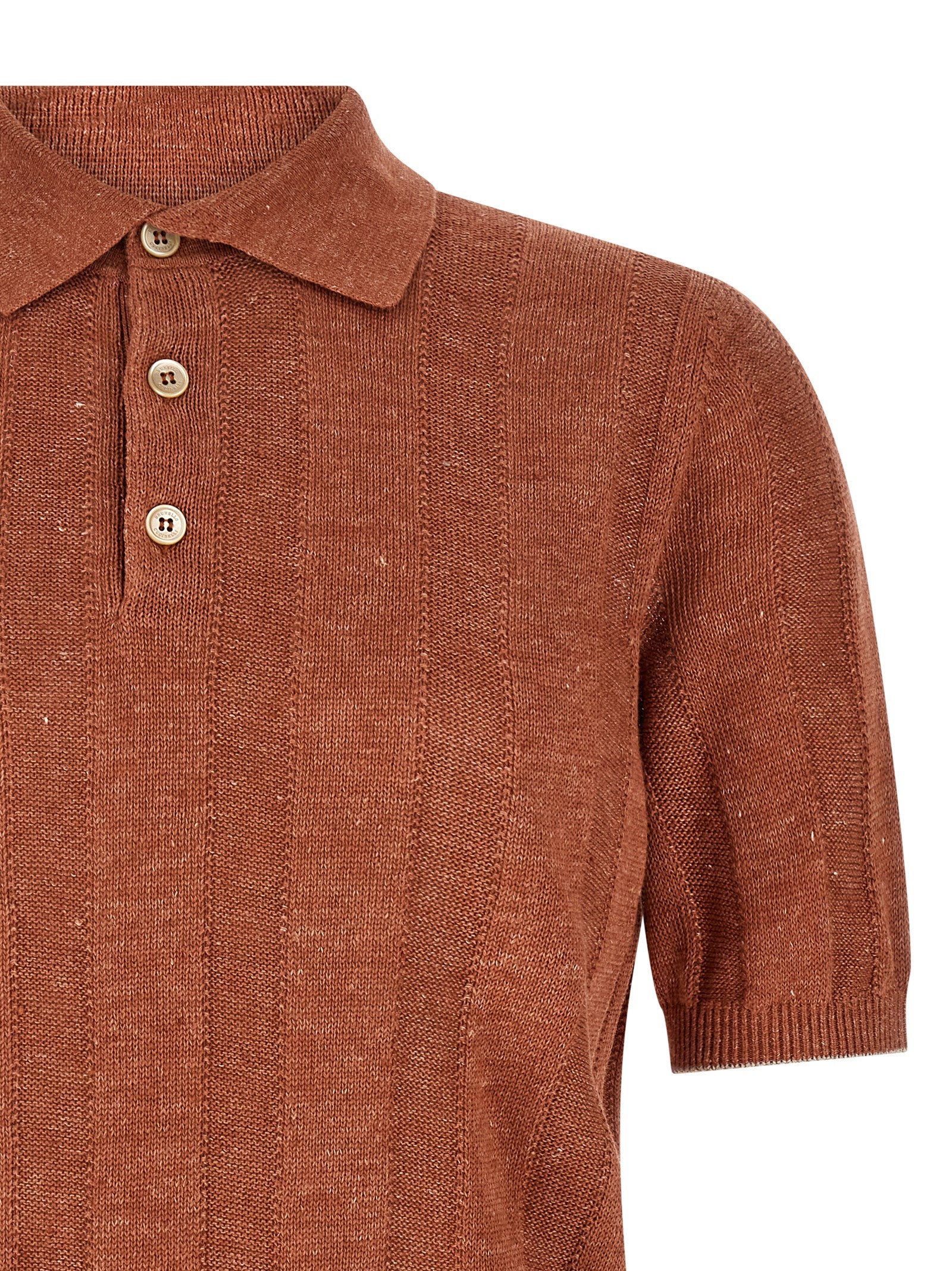 Brunello Cucinelli Orange Linen Polo Shirt