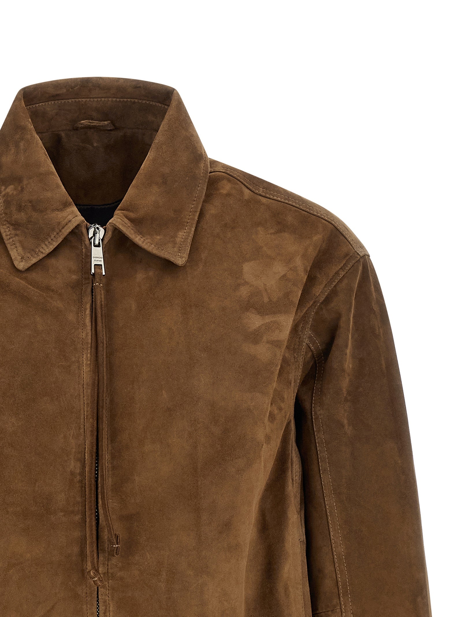 GIORGIO BRATO Brown Calfskin Leather Jacket