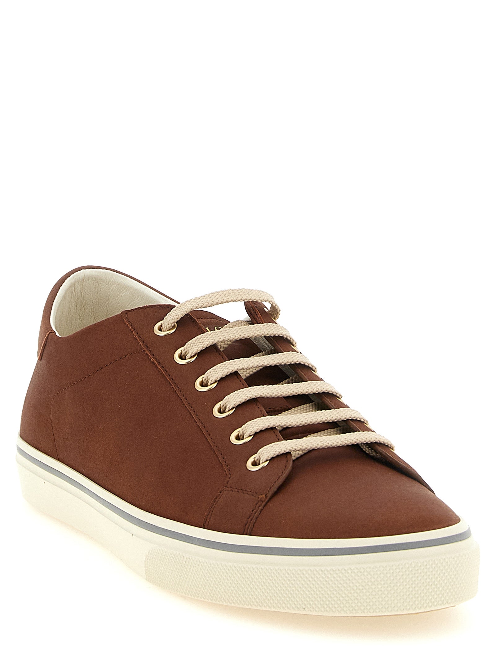 Brunello Cucinelli Brown Calfskin Low Top Sneakers