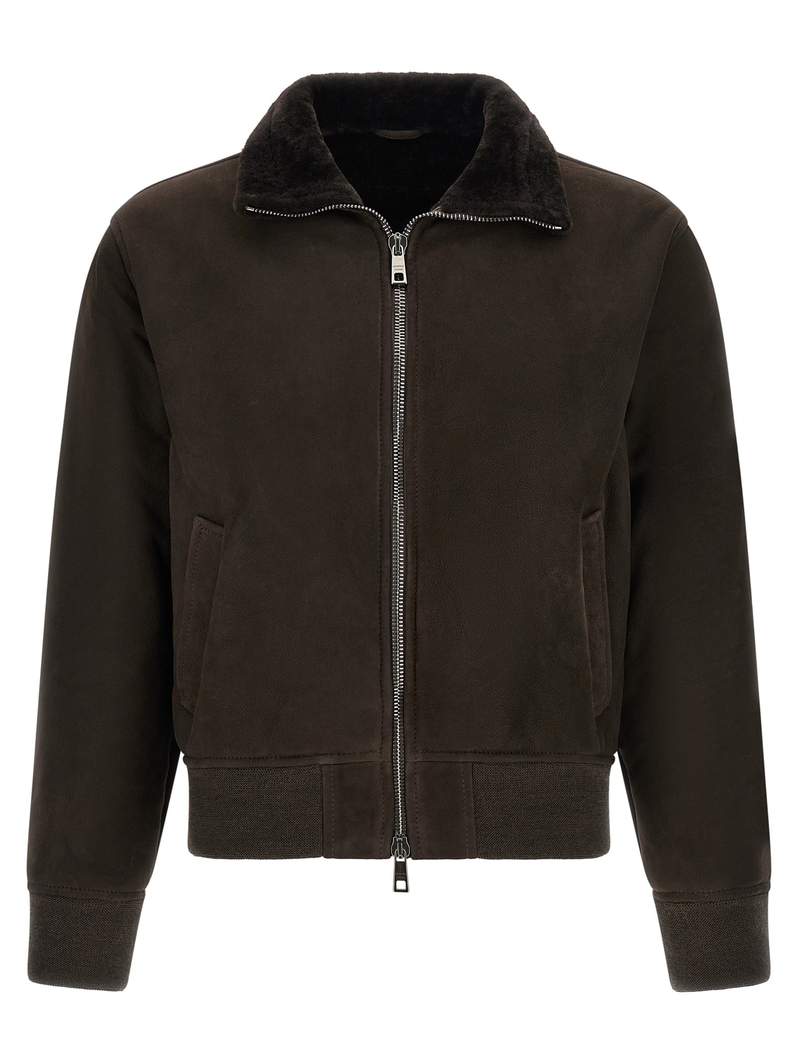 GIORGIO BRATO Brown Lamb Leather Leather Jacket