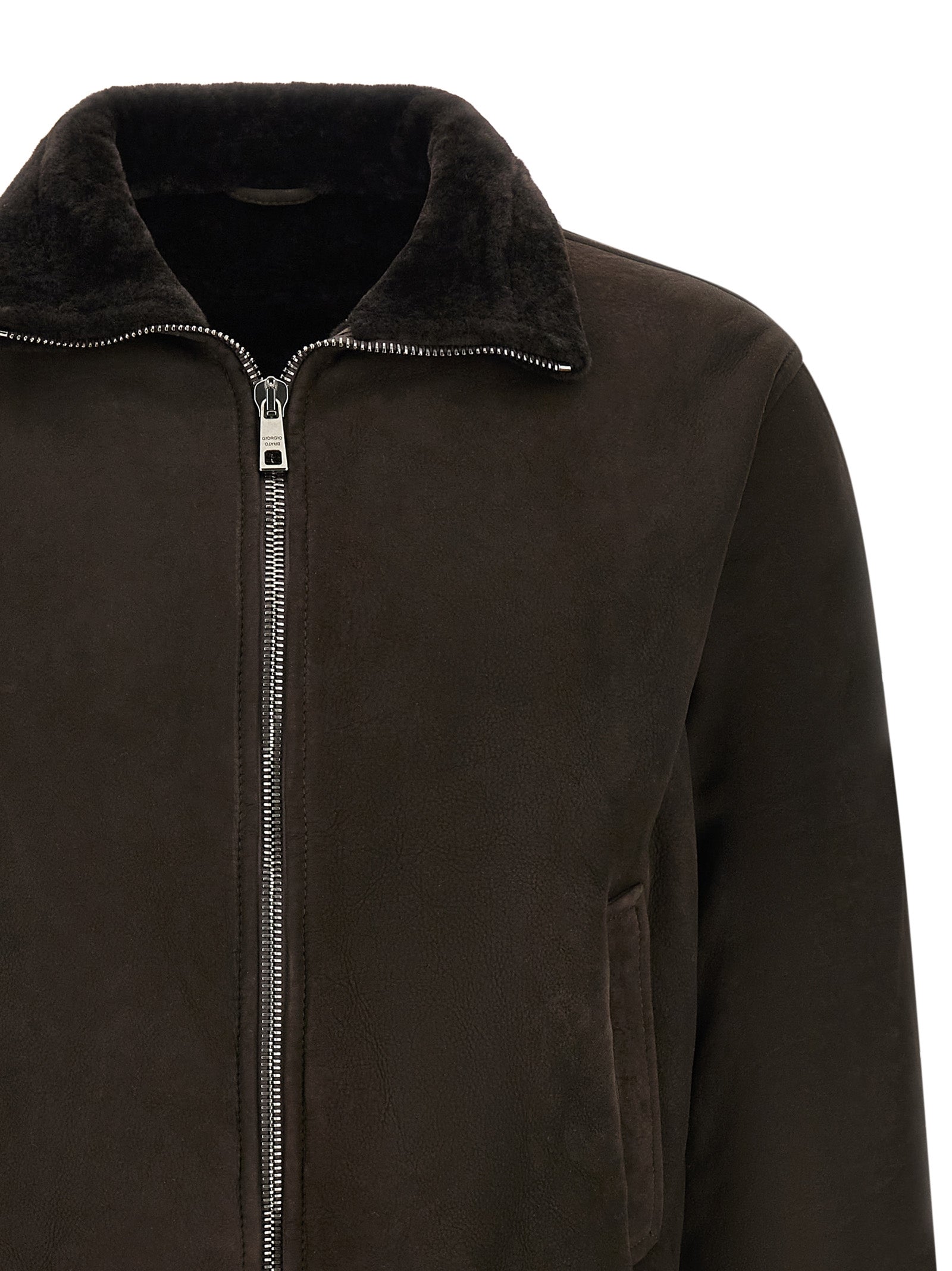 GIORGIO BRATO Brown Lamb Leather Leather Jacket