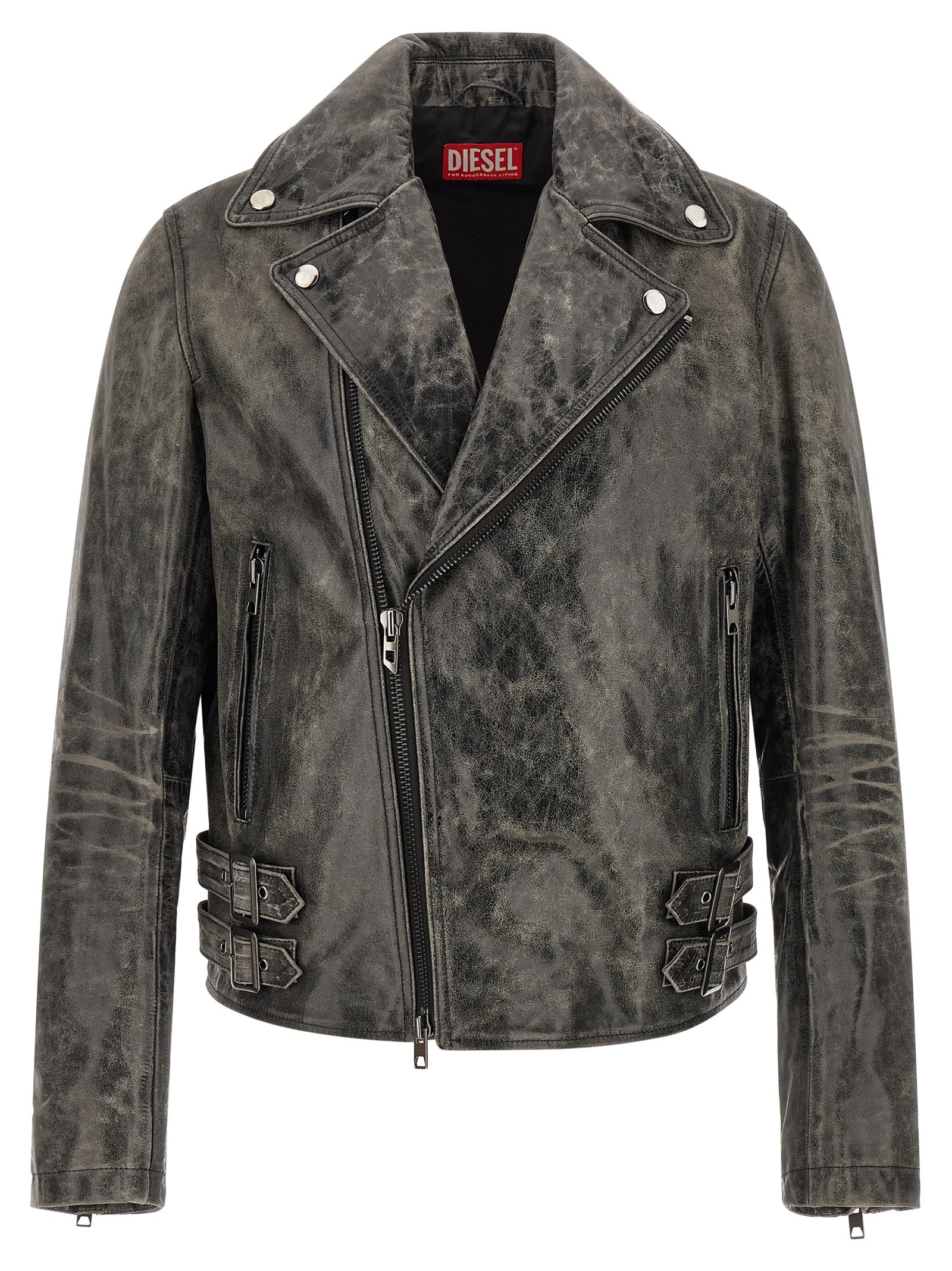 Diesel Gray Cowhide Leather Jacket