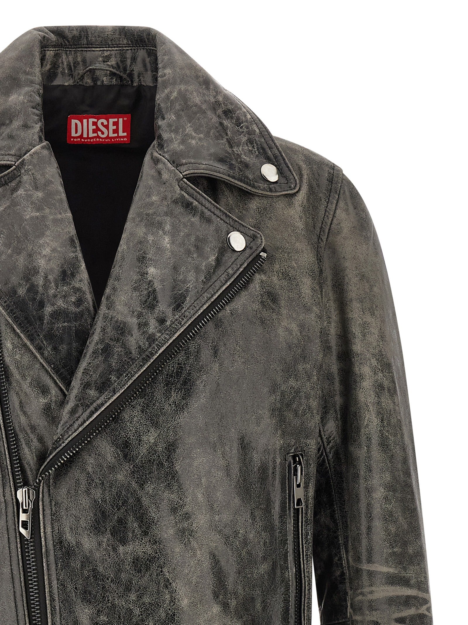 Diesel Gray Cowhide Leather Jacket