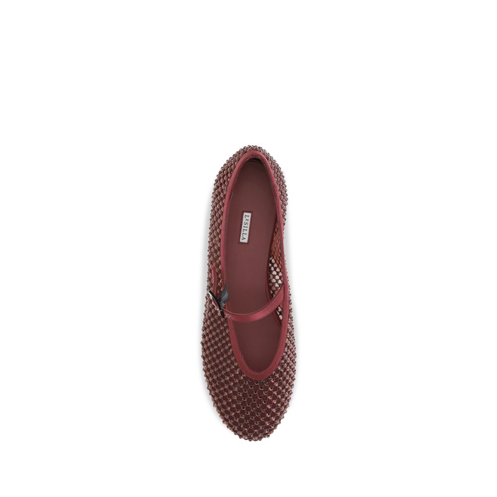 LE SILLA Bordeaux Calf Leather Bos Taurus Ballet Flats
