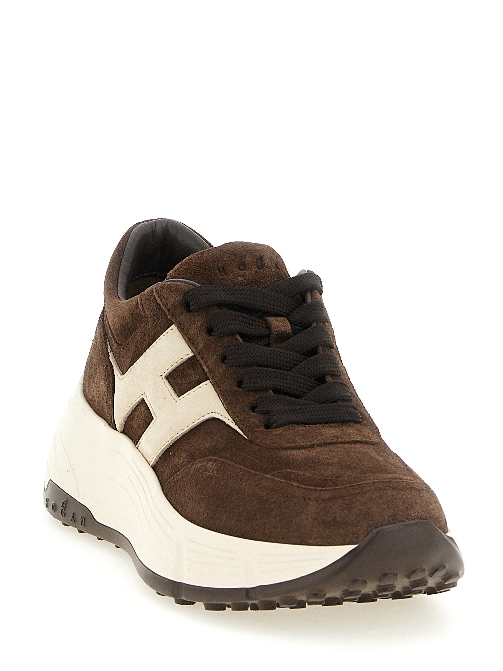 Hogan Brown Calfskin Athletic Sneakers